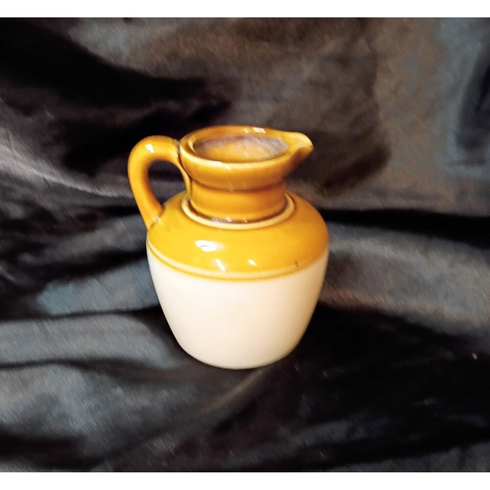 Small Vintage Stoneware Creamer 2 Tone Brown Cream Pitcher